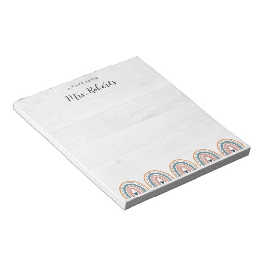 Rustic Teacher Appreciation Boho Rainbow Notitieblok (Schuin)