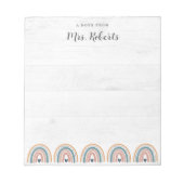 Rustic Teacher Appreciation Boho Rainbow Notitieblok (Voorkant)