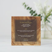 Rustic Teak Wood Foto Modern Weddenschap Menu (Staand voorkant)