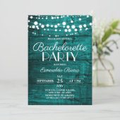 Rustic Teal Wood Bachelorette Party Kaart (Staand voorkant)