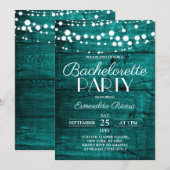 Rustic Teal Wood Bachelorette Party Kaart (Voorkant / Achterkant)