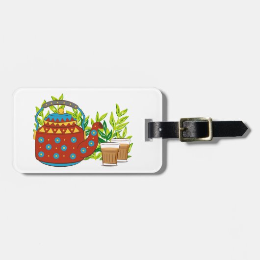 Rustic Teapot Cute Trendy Modern Mug Bagagelabel (Voorkant horizontaal)