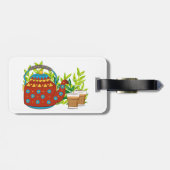 Rustic Teapot Cute Trendy Modern Mug Bagagelabel (Achterkant horizontaal)