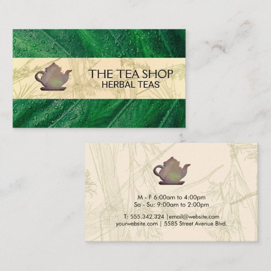Rustic Teapot | Groen verlof | Visitekaartje (Voorkant / Achterkant)