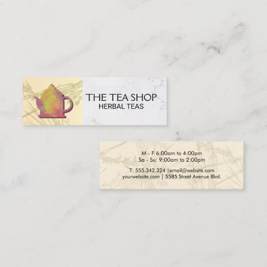 Rustic Teapot | KruidenPlanten Mini Visitekaartje (Voorkant / Achterkant)