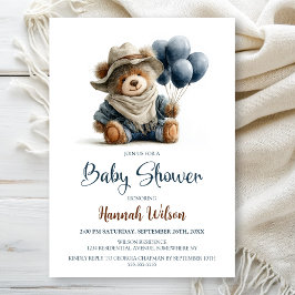 Rustic Teddy Bear Baby Shower Invitation Kaart