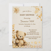 Rustic Teddy Bear Baby shower olden Stars Kaart (Voorkant)