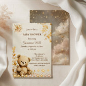 Rustic Teddy Bear Baby shower olden Stars Kaart