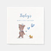Rustic Teddy Bear Boys Birthday Party Servet (Voorkant)