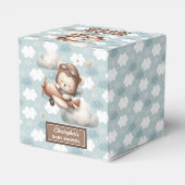 Rustic Teddy Bear Pilot Baby shower gunstbox Bedankdoosjes (Achterkant)