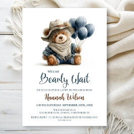 Rustic Teddy Bear We Can Bearly Wait Baby Shower Kaart