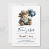 Rustic Teddy Bear We Can Bearly Wait Baby Shower Kaart (Voorkant)