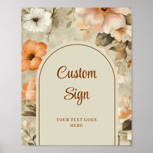 Rustic Terra Cotta Ivory Floral Custom Welcome Poster (Voorkant)