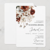 Rustic Terracota Spanish Wedding Invitation Kaart (Voorkant / Achterkant)