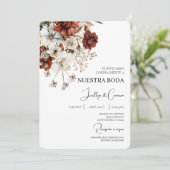 Rustic Terracota Spanish Wedding Invitation Kaart (Staand voorkant)