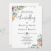 Rustic Terracotta and Orange Autumn Floral wedding Kaart (Voorkant / Achterkant)