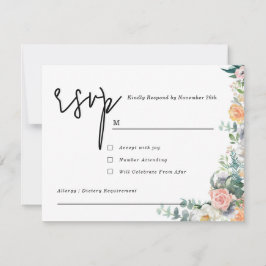 Rustic Terracotta and Orange Autumn Floral wedding RSVP Kaartje