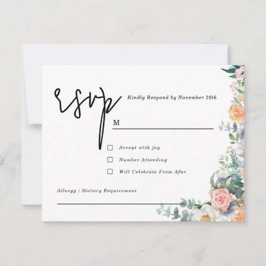Rustic Terracotta and Orange Autumn Floral wedding RSVP Kaartje (Voorkant)