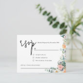 Rustic Terracotta and Orange Autumn Floral wedding RSVP Kaartje (Staand voorkant)