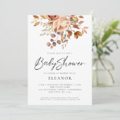 Rustic Terracotta Bloemen Baby shower Uitnodiging (Staand voorkant)