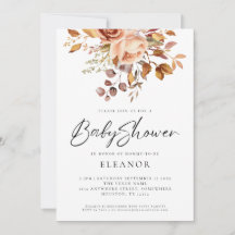 Rustic Terracotta Bloemen Baby shower Uitnodiging