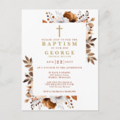 Rustic Terracotta Bloemen Herfst Doop Uitnodiging (Voorkant)