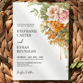 Rustic Terracotta Blush Floral Boho Wedding  Kaart
