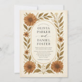 Rustic Terracotta Boho Floral Wedding Kaart (Voorkant)