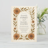 Rustic Terracotta Boho Floral Wedding Kaart (Staand voorkant)