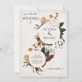 Rustic Terracotta Boho Floral Wreaths bruiloft Kaart