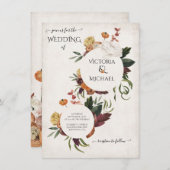 Rustic Terracotta Boho Floral Wreaths bruiloft Kaart (Voorkant / Achterkant)