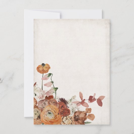 Rustic Terracotta Boho Floral Wreaths bruiloft Kaart (Achterkant)