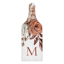 Rustic Terracotta Boho Florals Monogram Initiaal Snijplank