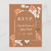 Rustic Terracotta Boho Pampas Arched RSVP Uitnodiging Briefkaart (Voorkant)