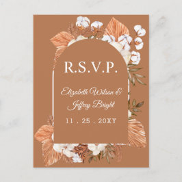 Rustic Terracotta Boho Pampas Arched RSVP Uitnodiging Briefkaart