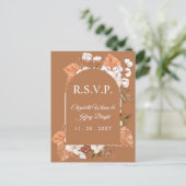 Rustic Terracotta Boho Pampas Arched RSVP Uitnodiging Briefkaart (Staand voorkant)