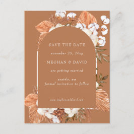 Rustic Terracotta Boho Pampas Arched Wedding Aankondigingskaart