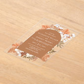 Rustic Terracotta Boho Pampas Arched Wedding Acryl Uitnodigingen (Laagn)