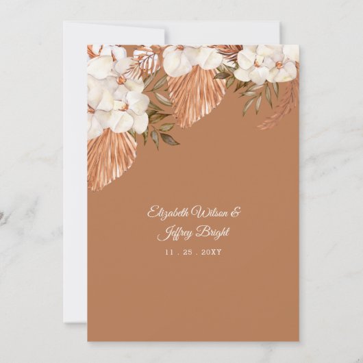 Rustic Terracotta Boho Pampas Arched Wedding Kaart (Achterkant)