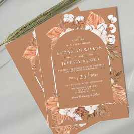 Rustic Terracotta Boho Pampas Arched Wedding Kaart