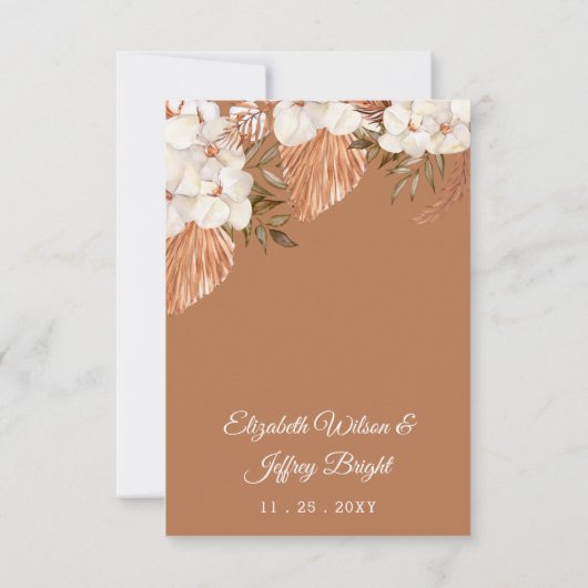 Rustic Terracotta Boho Pampas Arched Wedding RSVP (Achterkant)