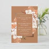 Rustic Terracotta Boho Pampas Engagement Party Kaart (Staand voorkant)