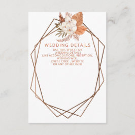Rustic Terracotta Boho Pampas Geometric Wedding Informatiekaartje