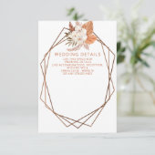 Rustic Terracotta Boho Pampas Geometric Wedding Informatiekaartje (Staand voorkant)