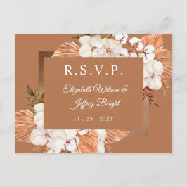 Rustic Terracotta Boho Pampas Orchids RSVP Uitnodiging Briefkaart