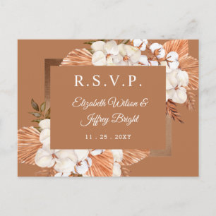 Rustic Terracotta Boho Pampas Orchids RSVP Uitnodiging Briefkaart