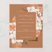 Rustic Terracotta Boho Pampas Orchids Wedding Aankondigingskaart (Voorkant)