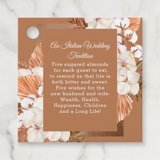 Rustic Terracotta Boho Pampas Orchids Wedding Bedankjes Labels (Voorkant)