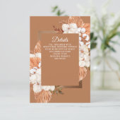 Rustic Terracotta Boho Pampas Orchids Wedding Informatiekaartje (Staand voorkant)