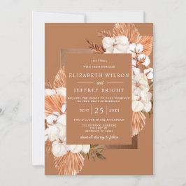 Rustic Terracotta Boho Pampas Orchids Wedding Kaart